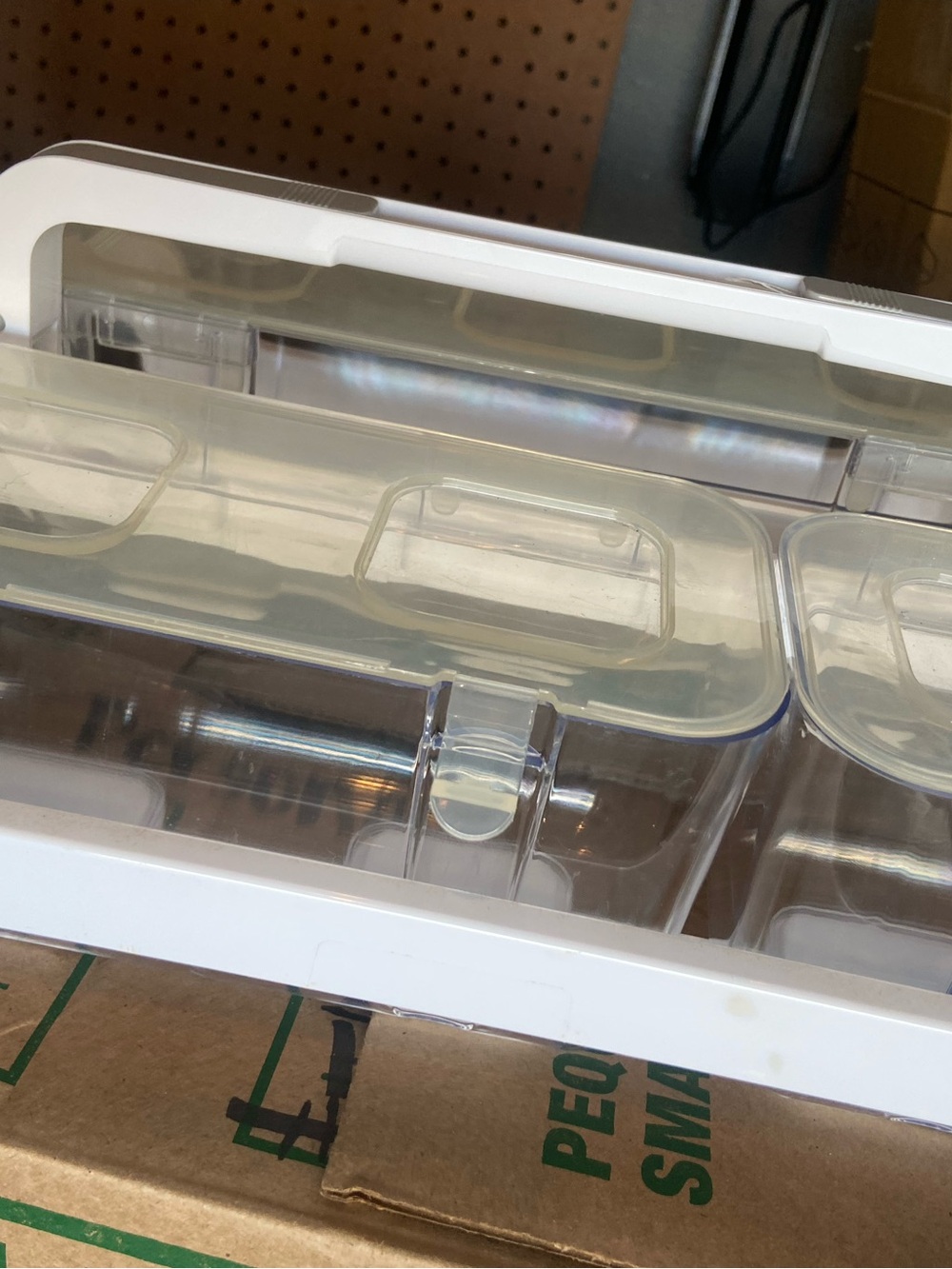 Clear Plastic Compartment Organizer with White Frame